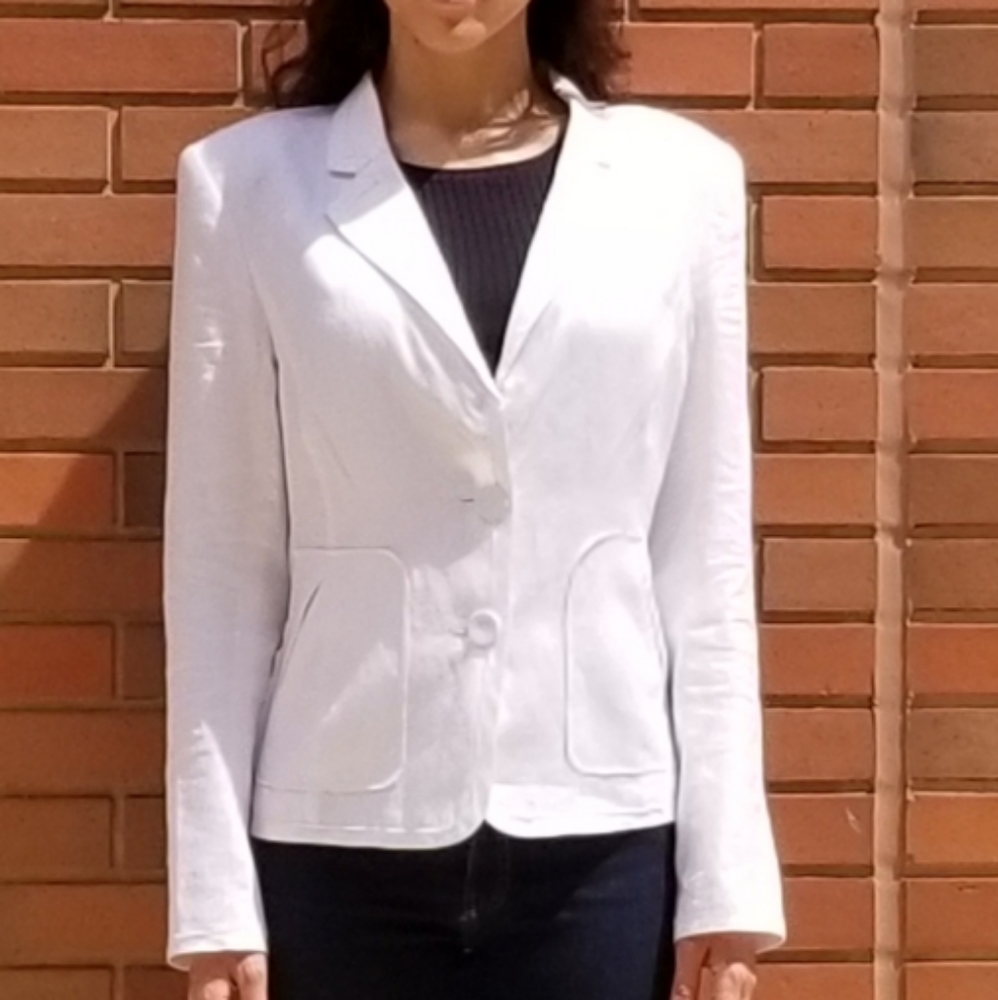 Magaschoni White Linen Jacket sz S NEW $248